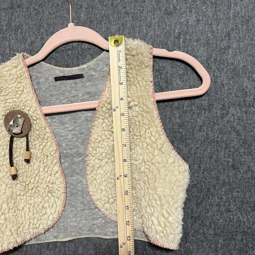 Vintage Child Cowboy Sheriff Costume Vest Western Dress Up Plush Faux Shearling
